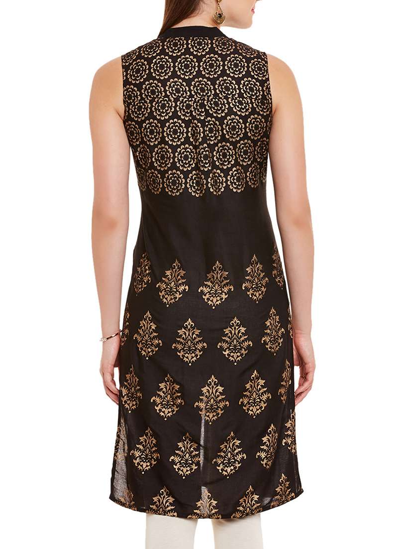 foil print high slit kurta - 15466311 -  Standard Image - 2