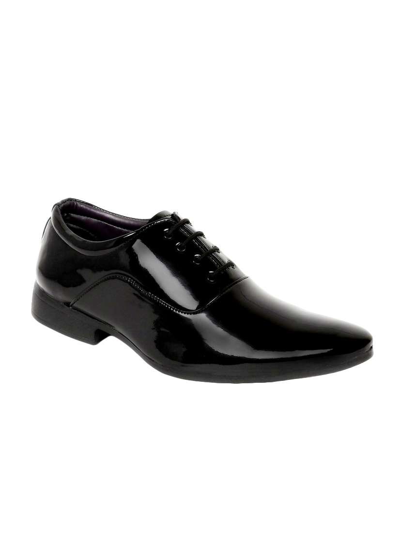 black patent leather lace-up oxfords