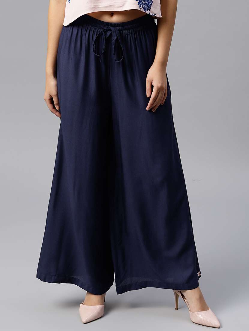 drawstring waist flared palazzo