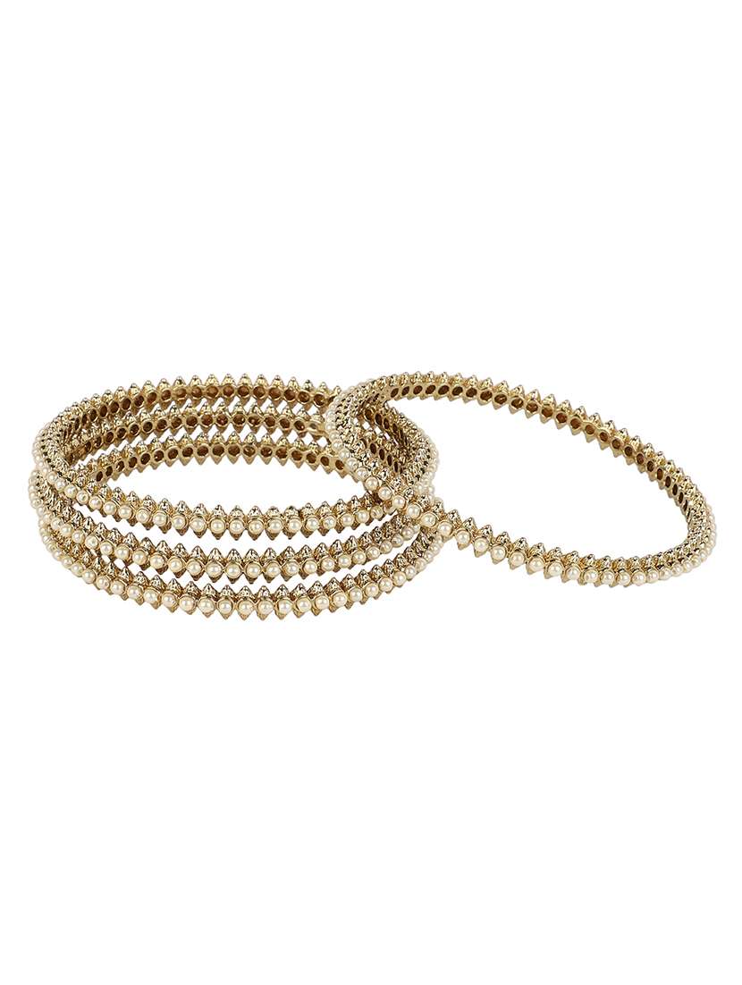 white gold tone pearl inspired bangles