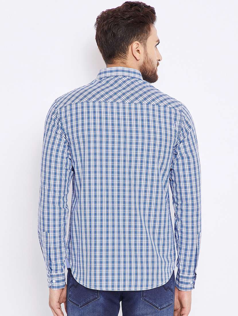 blue cotton casual shirt - 15473193 - Standard Image - 2
