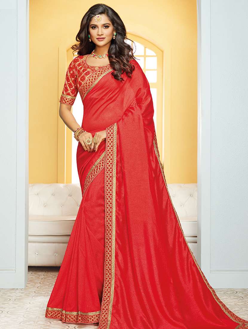 zari  border embroidered saree with blouse