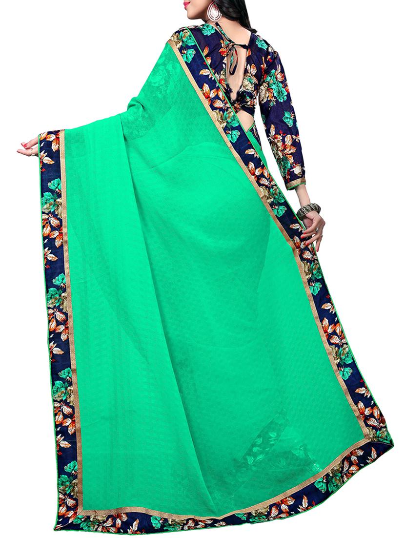 floral lace border saree with blouse - 15476055 - Standard Image - 2
