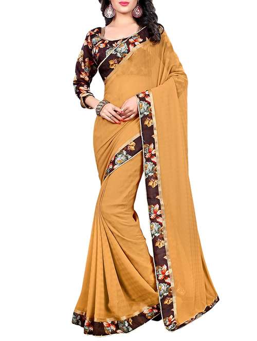 floral lace border saree with blouse - 15476056 -  Standard Image - 0