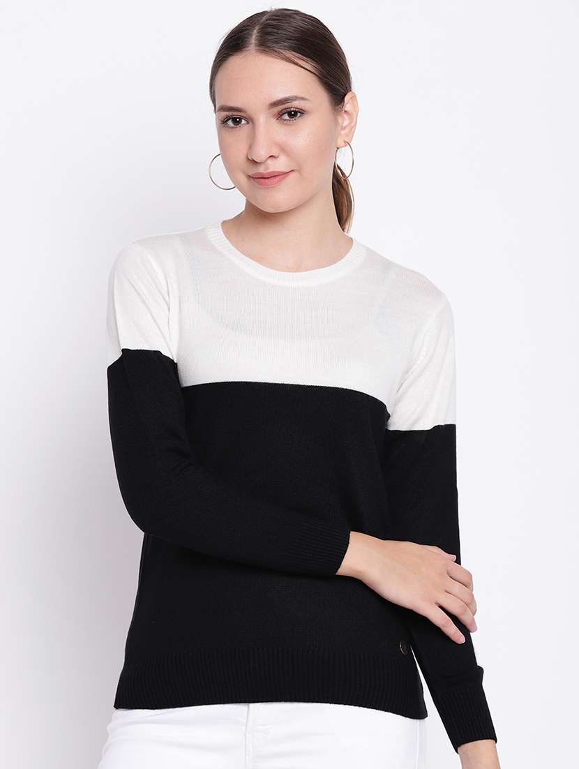 color block woolen pullover