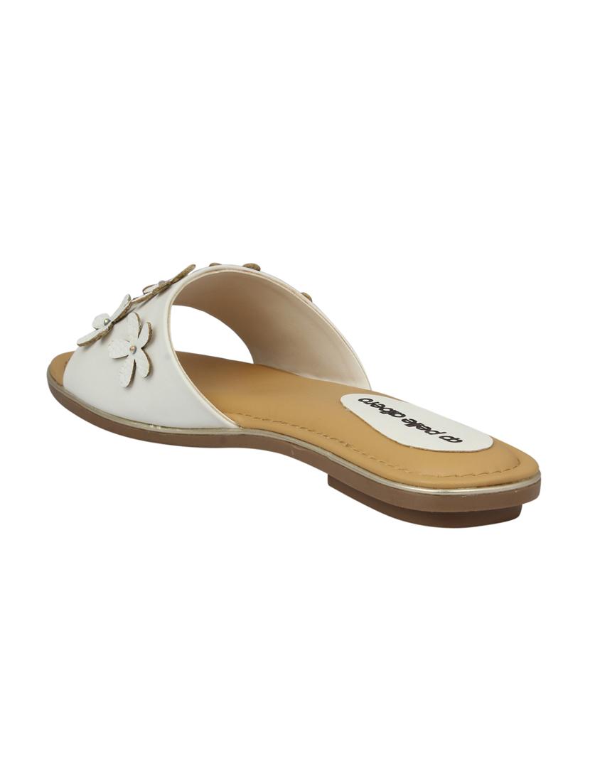 white slip on sandals - 15477224 - Standard Image - 2