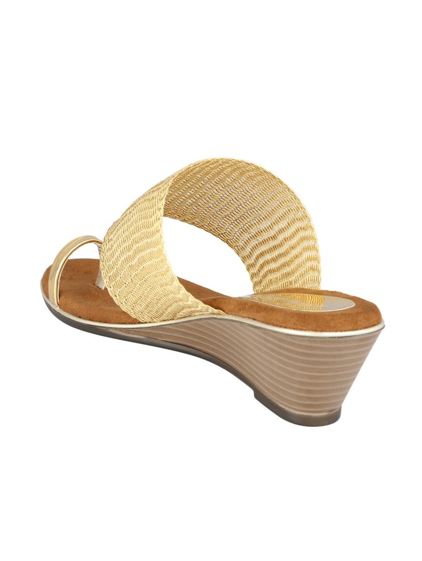 gold one toe wedges - 15477234 - Standard Image - 2