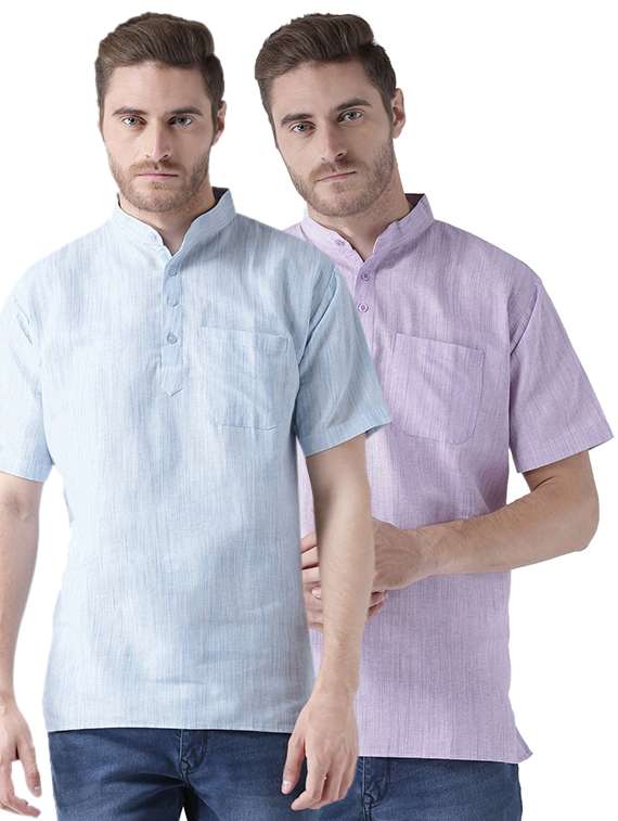 multi colored khadi short kurta