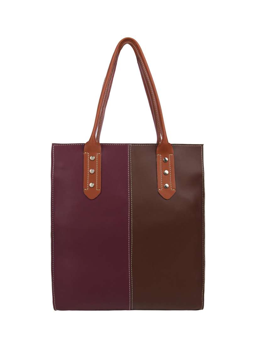 maroon leatherette (pu) regular tote