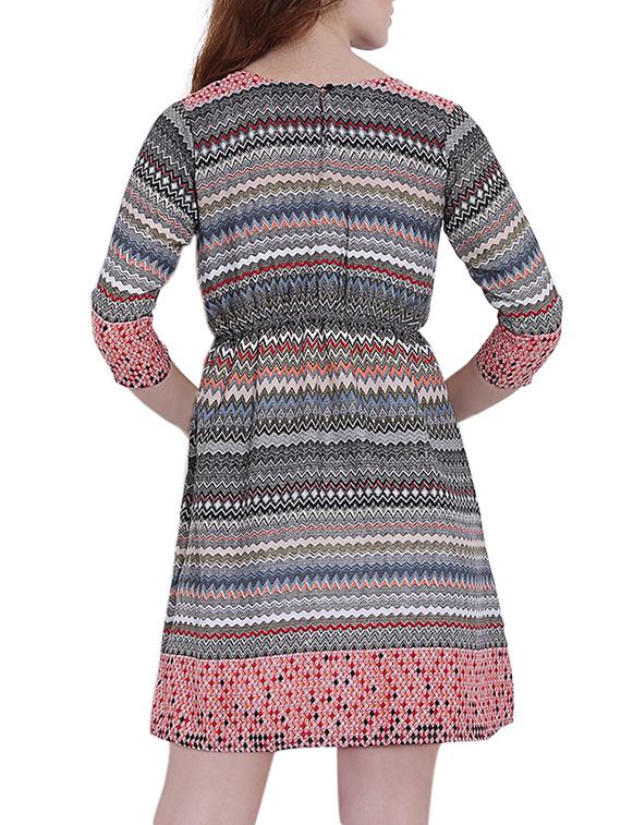 chevron printed fit & flare dress - 15478560 - Standard Image - 2