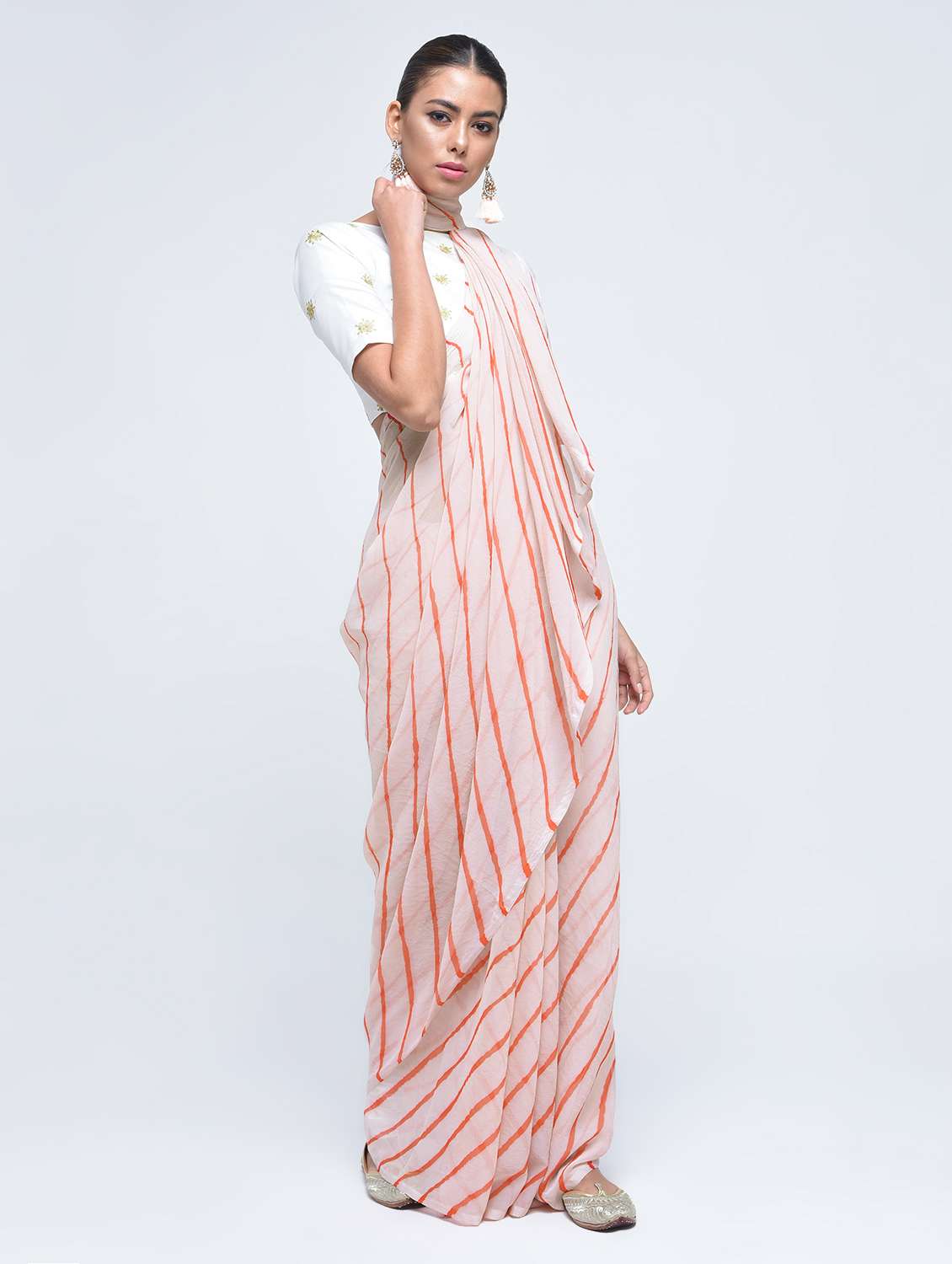 leheriya printed saree with blouse