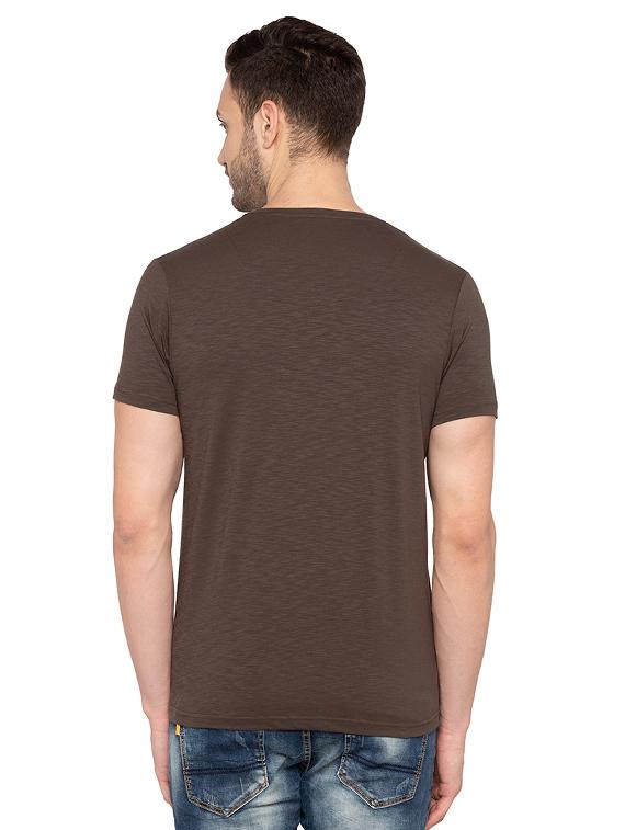 brown cotton chest print t-shirt - 15480492 - Standard Image - 2