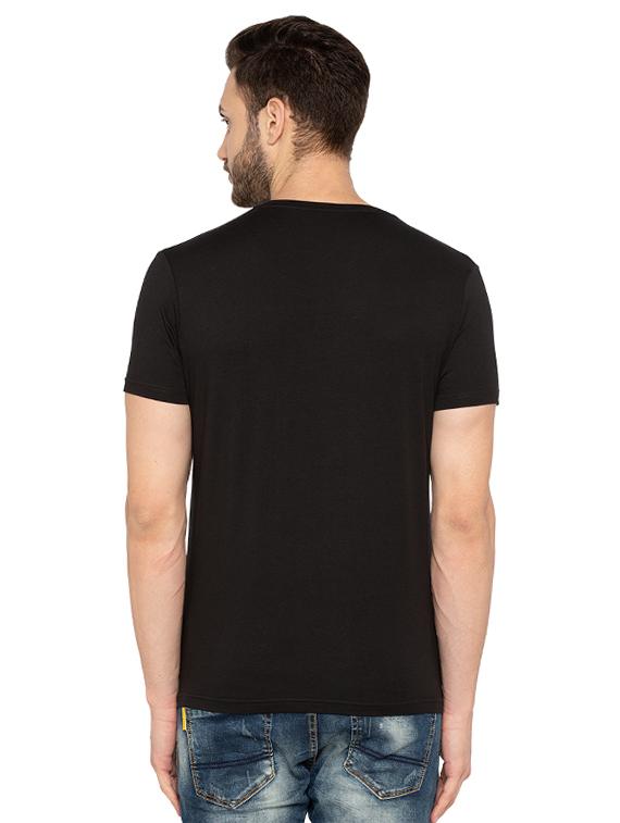 black cotton chest print t-shirt - 15480497 - Standard Image - 2