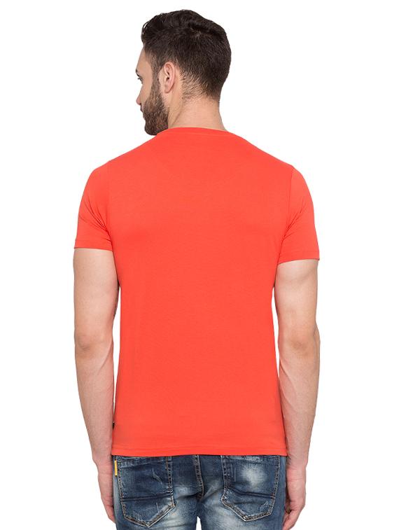 orange cotton chest print t-shirt - 15480502 - Standard Image - 2