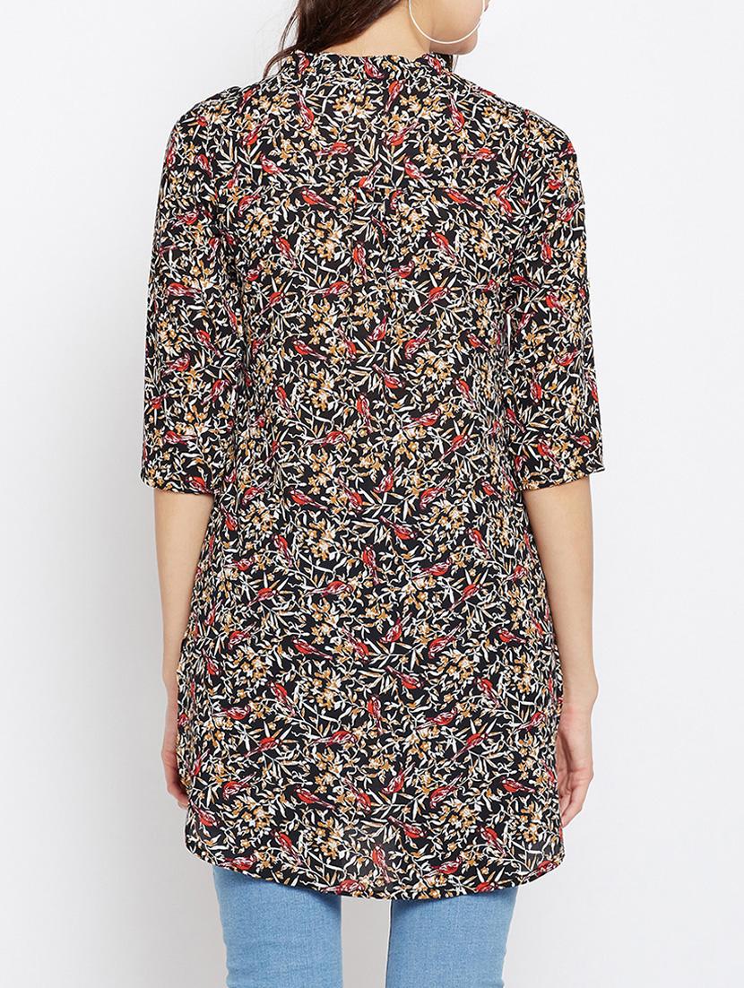 mandarin collared printed tunic - 15481048 - Standard Image - 2