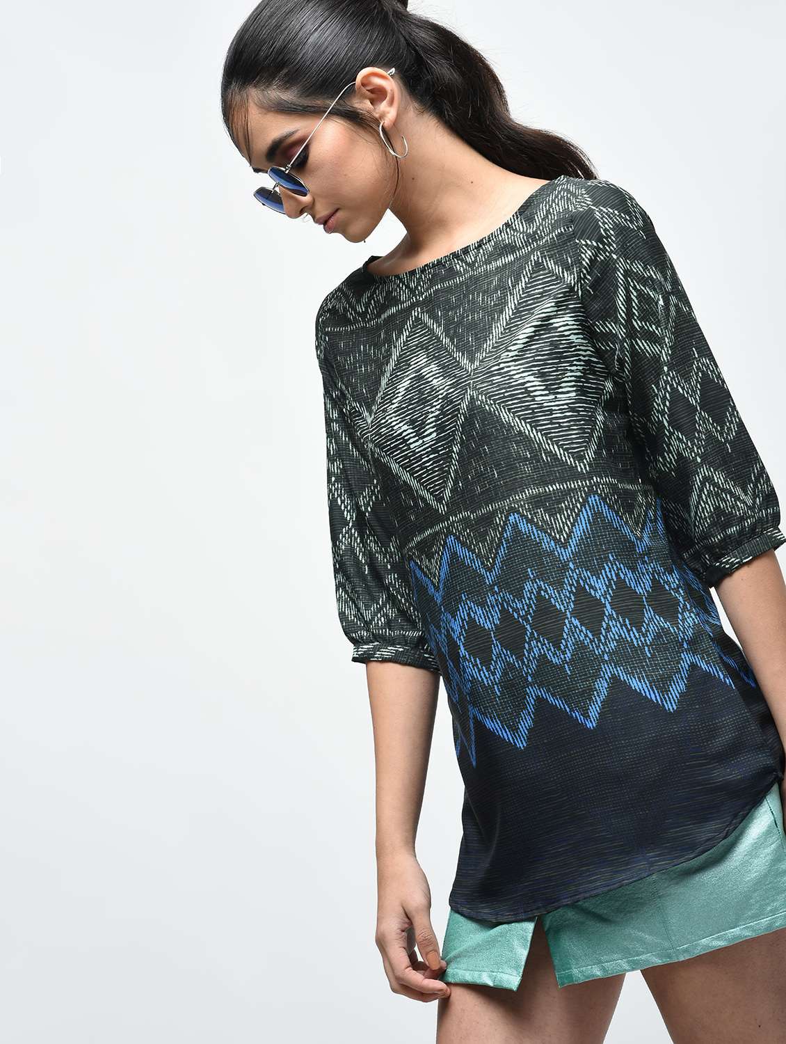 printed melange regular top - 15482667 -  Standard Image - 2