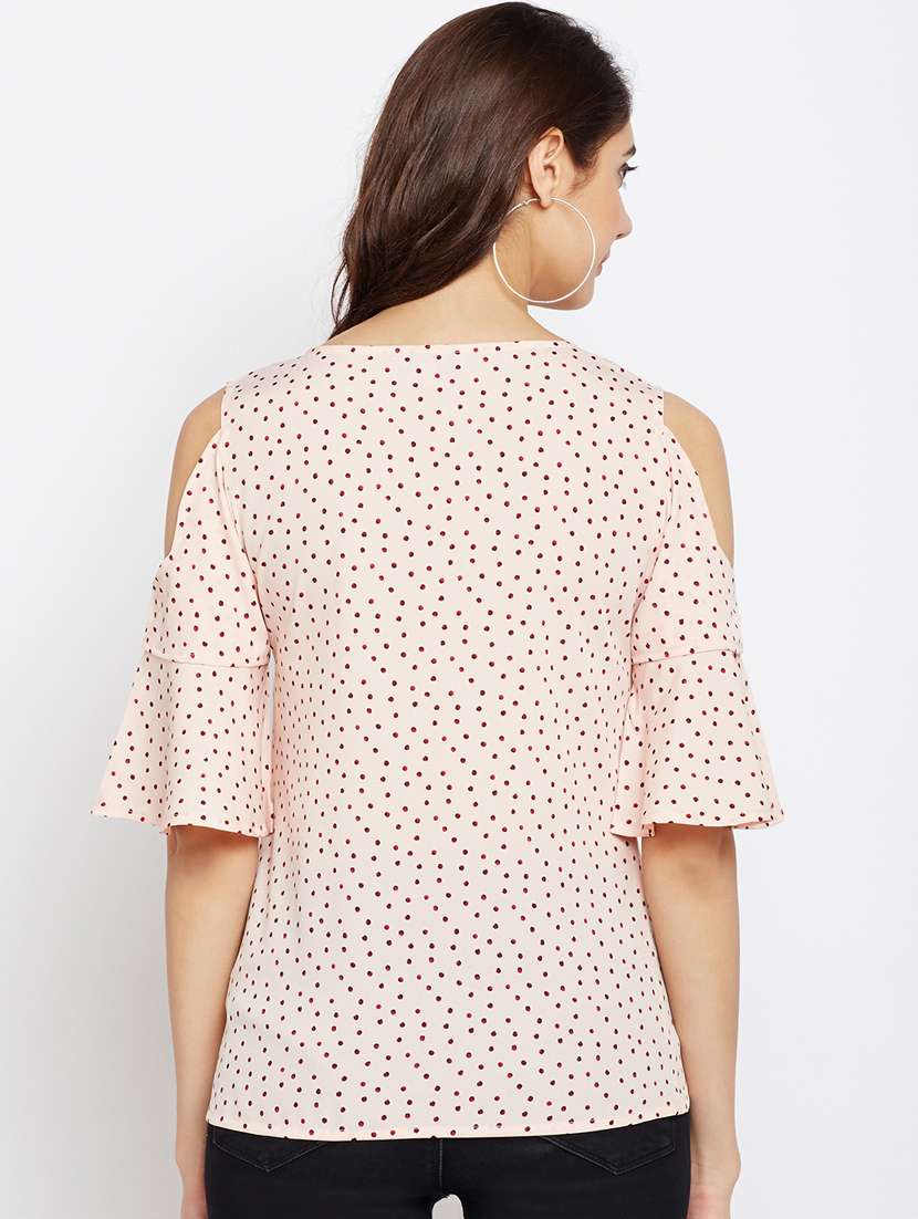 cold shoulder printed high-low top - 15482676 -  Standard Image - 2