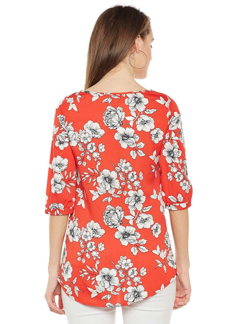 orange crepe regular tunic - 15482704 - Standard Image - 2