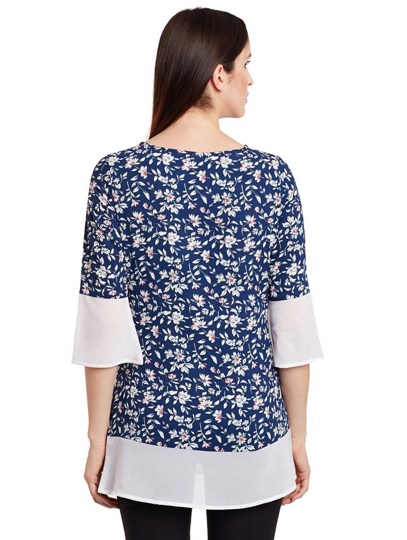 dark blue crepe tunic - 15482712 - Standard Image - 2