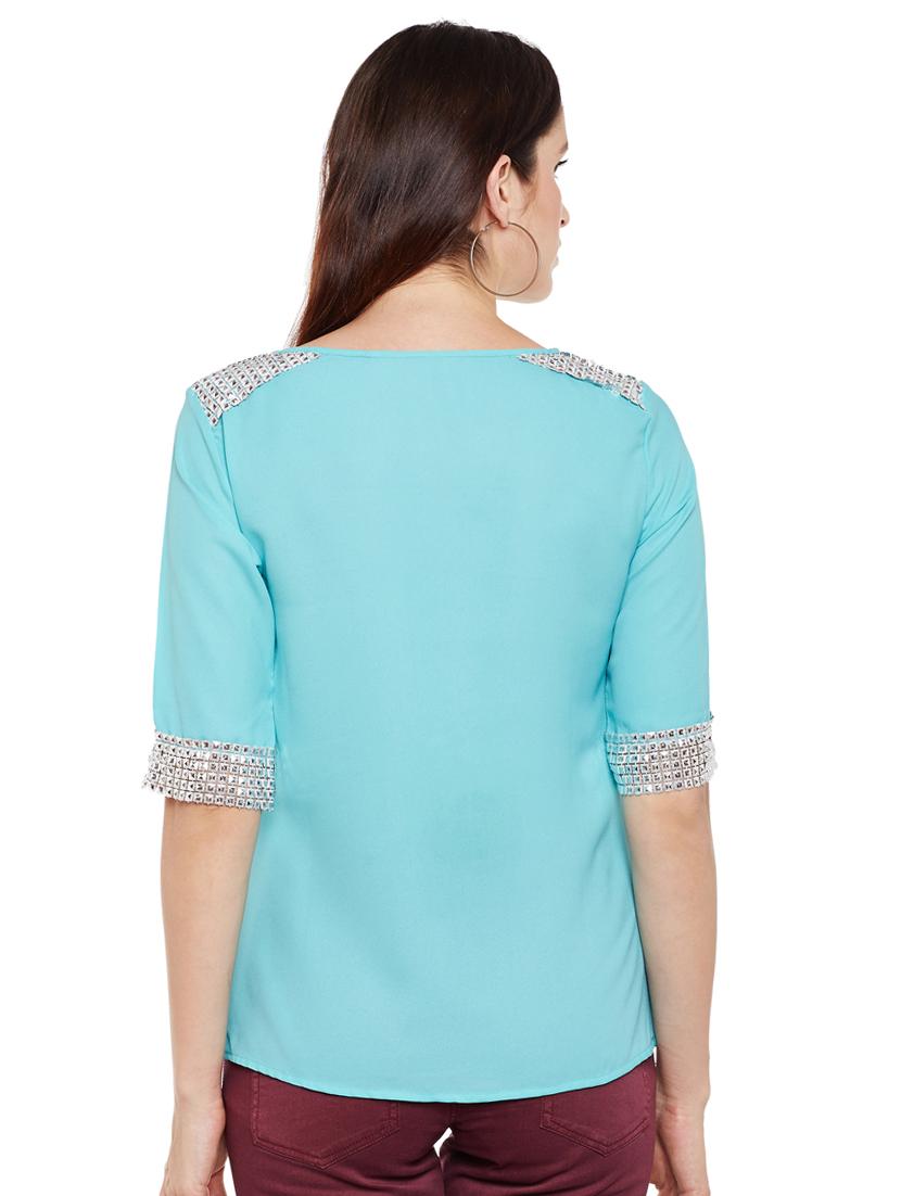 maya blue embellished lace detail top - 15482726 - Standard Image - 2