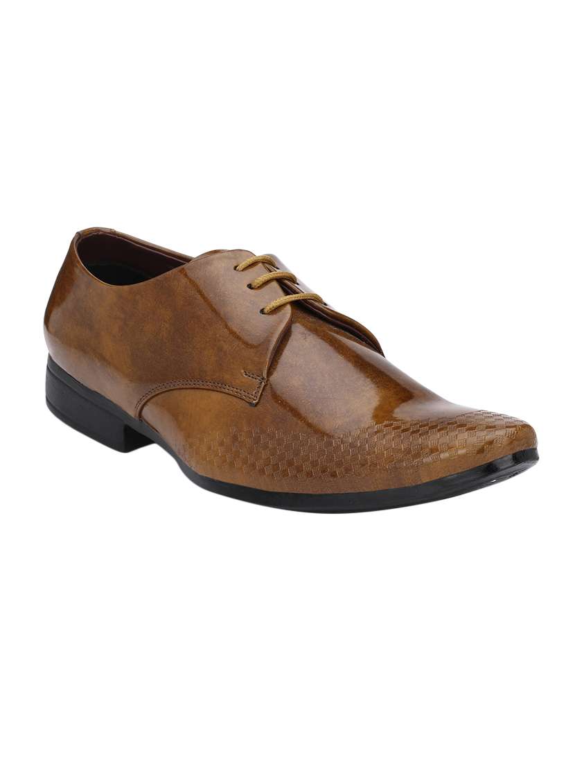 brown patent leather lace-up derbys