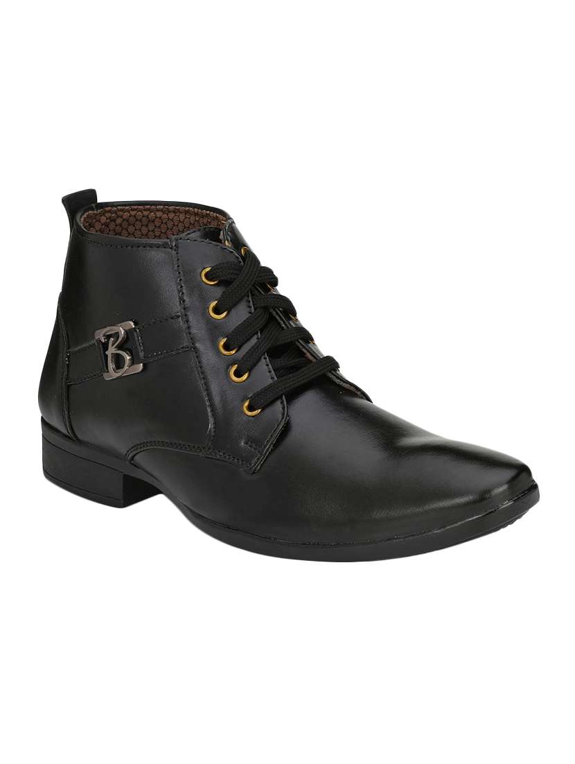 black leatherette lace up boots