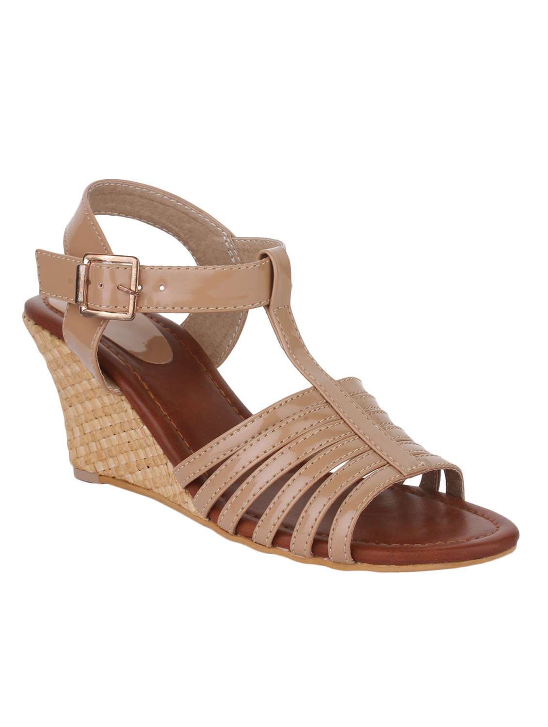 beige back strap wedges