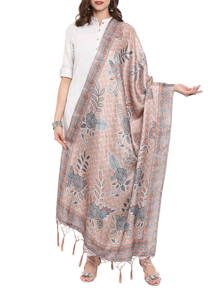 grey printed dupatta