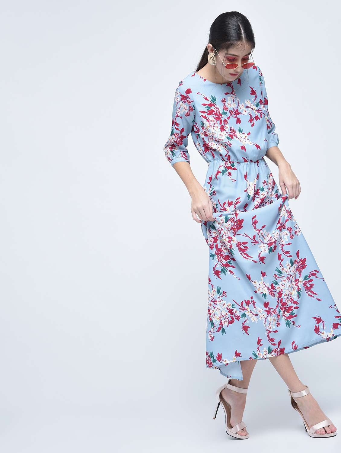 floral blouson maxi dress