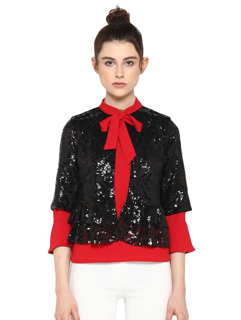 ruffle detail sequined shrug