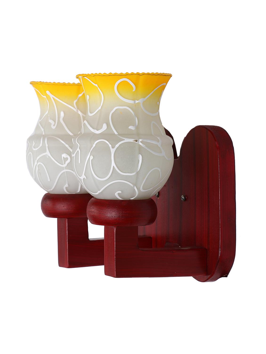 new stylish twins hand decorative colorful glass wall lamp light with royal wooden fitting dn-2wa49 - 15489727 - Standard Image - 2