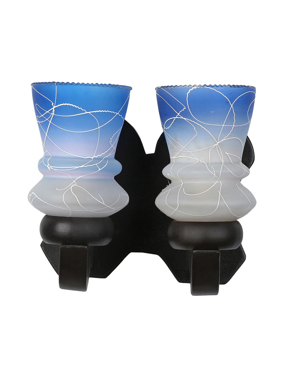 stylish twins hand decorative colorful glass wall lamp light with royal wooden fitting (set of two) dn-2wa131 - 15489850 - Standard Image - 2