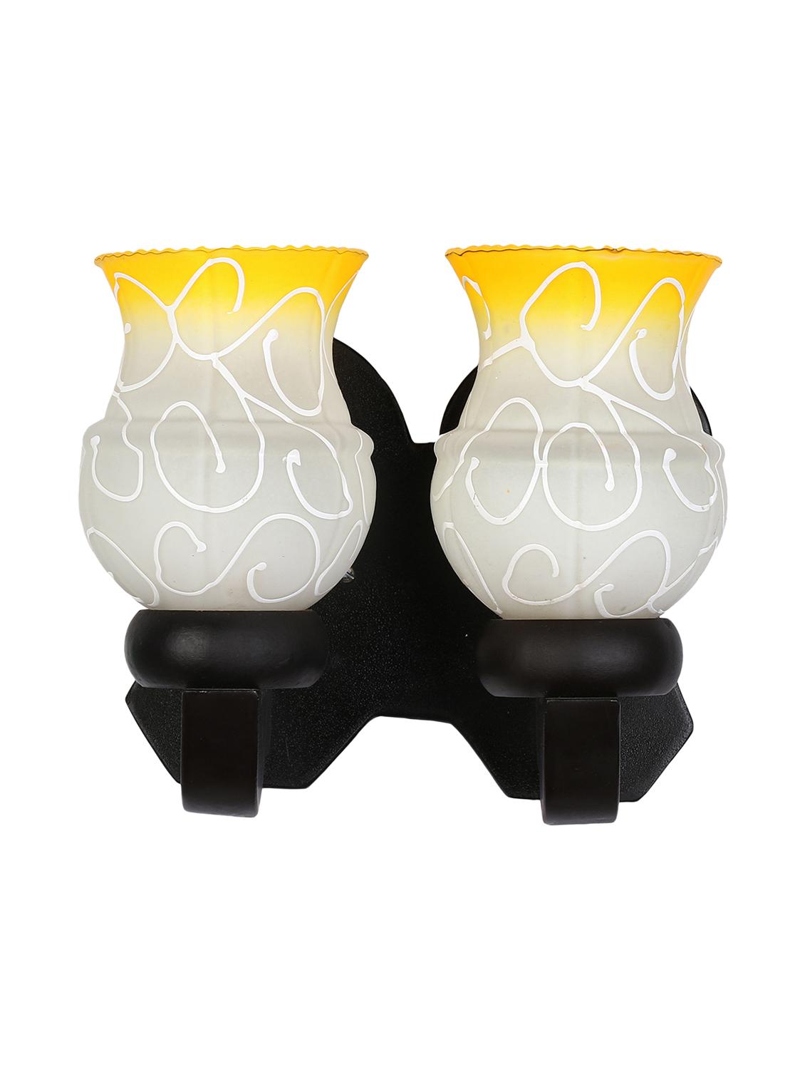 stylish twins hand decorative colorful glass wall lamp light with royal wooden fitting (set of two) dn-2wa149 - 15489867 - Standard Image - 2