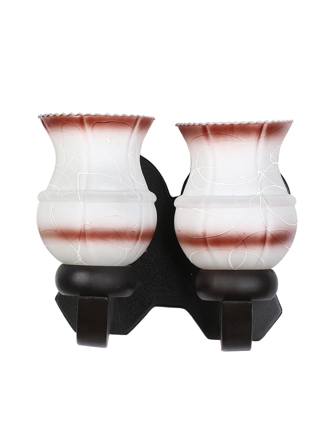 stylish twins hand decorative colorful glass wall lamp light with royal wooden fitting (set of two) dn-2wa154 - 15489872 - Standard Image - 2