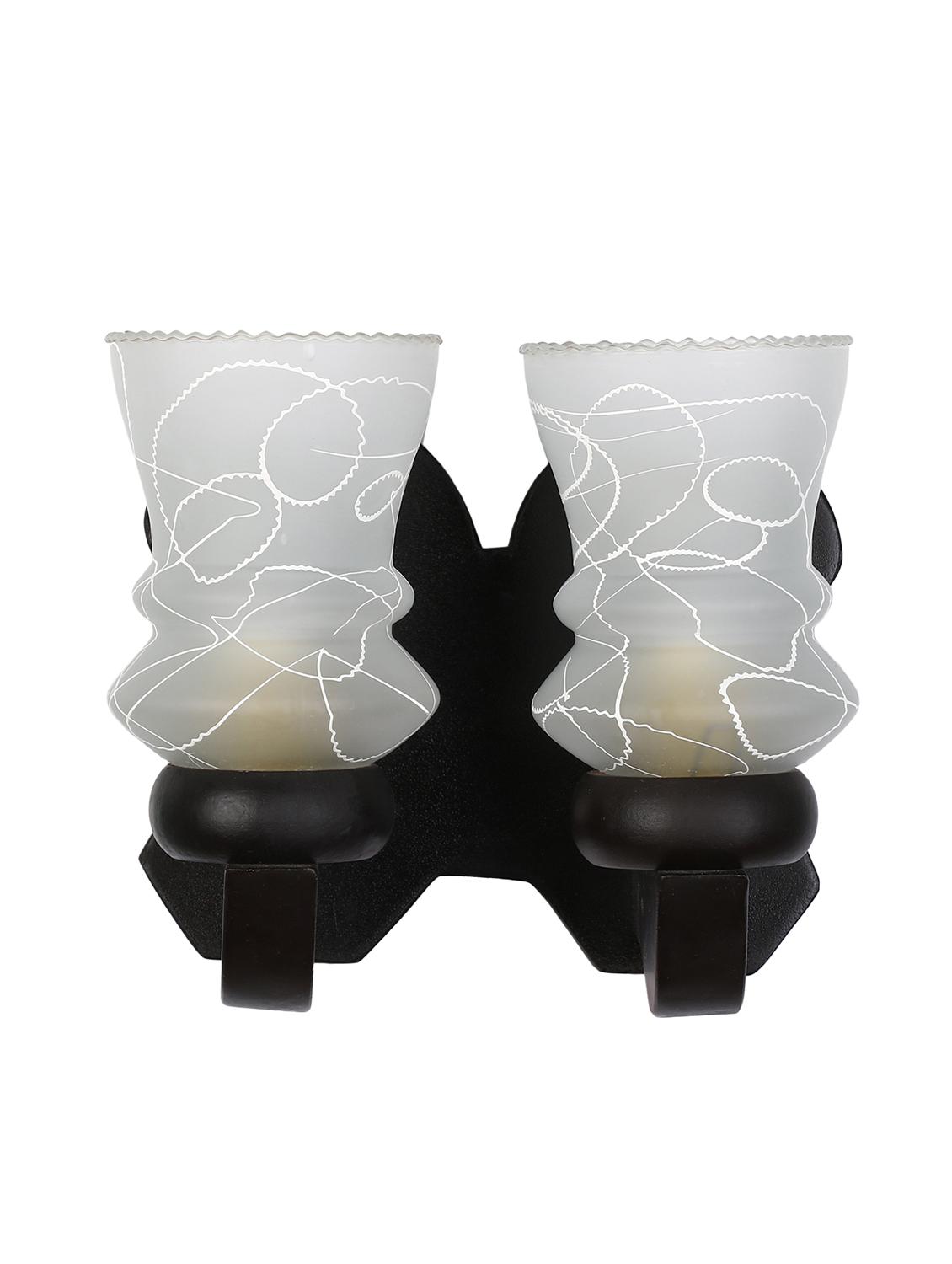 stylish twins hand decorative colorful glass wall lamp light with royal wooden fitting (set of two) dn-2wa156 - 15489874 - Standard Image - 2