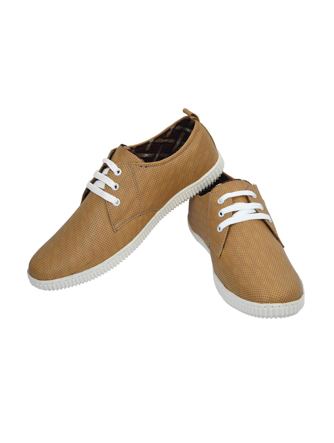 tan leatherette lace up sneakers - 15490947 - Standard Image - 2