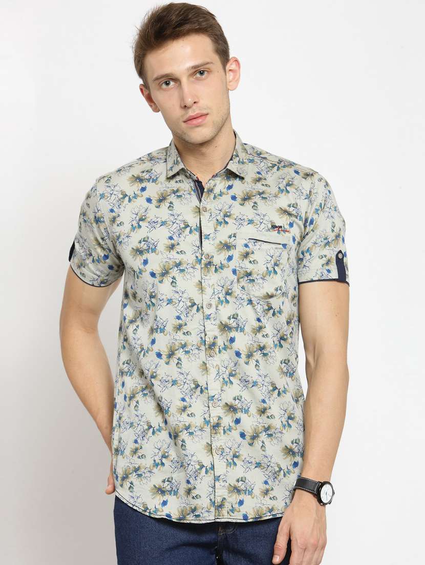 beige cotton casual shirt