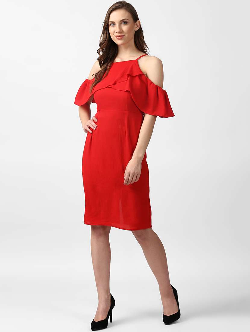 ruffle detailed sheath dress