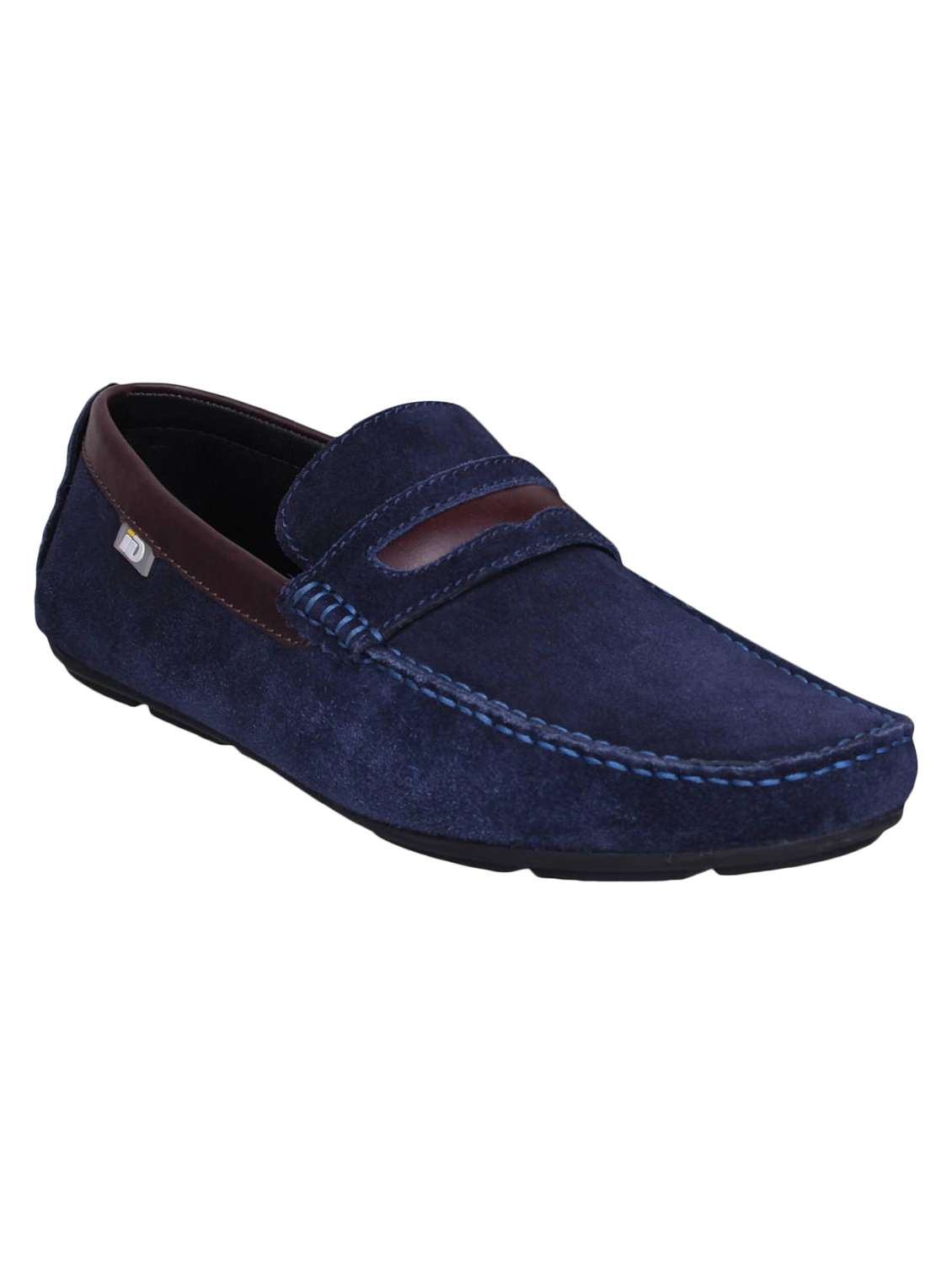 blue suede slip on loafers