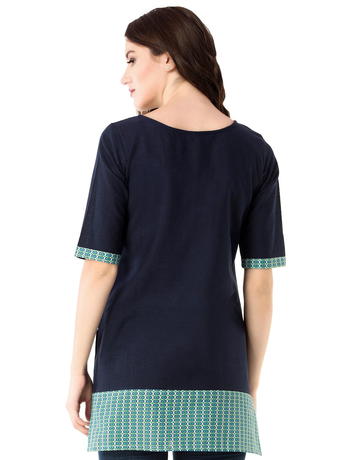blue straight kurti - 15493105 - Standard Image - 2