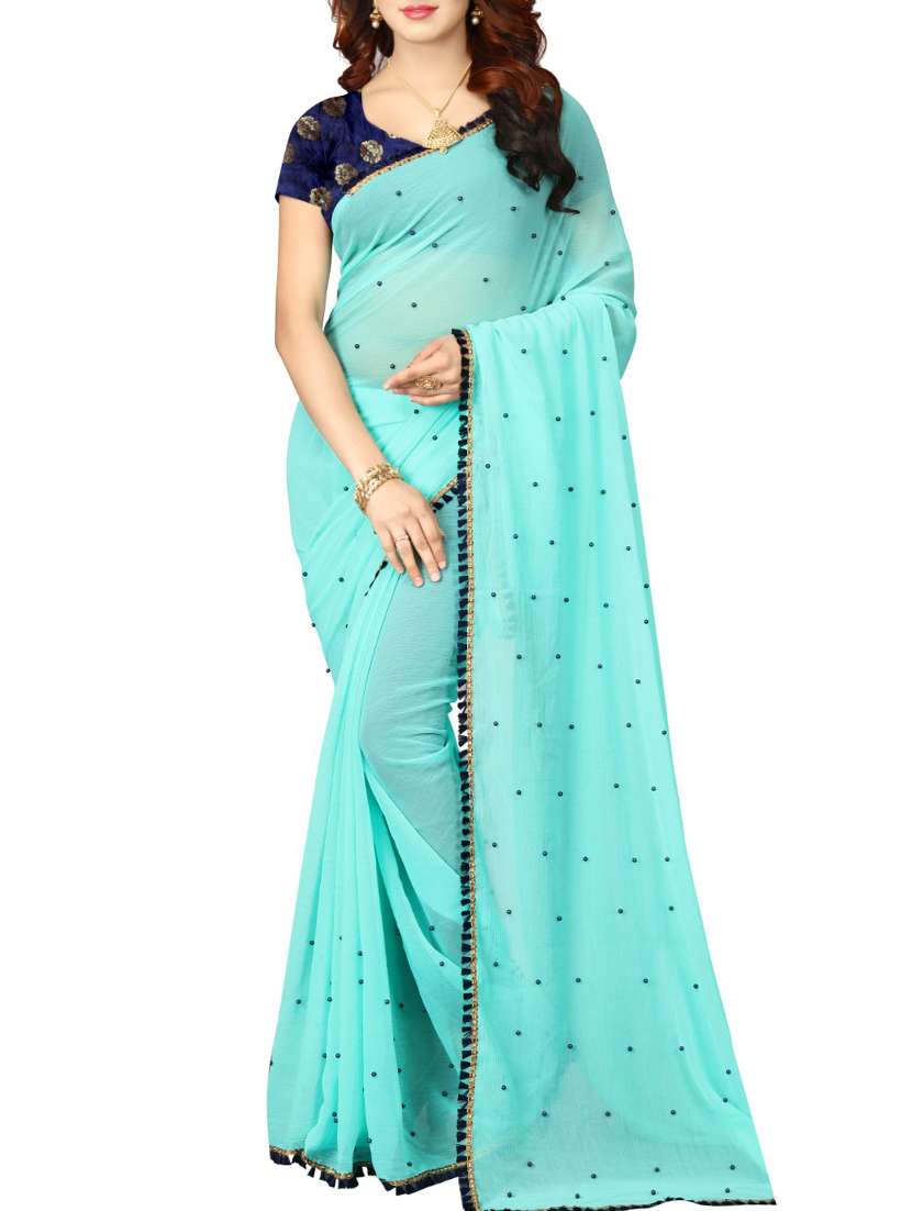 border embroidered saree with blouse