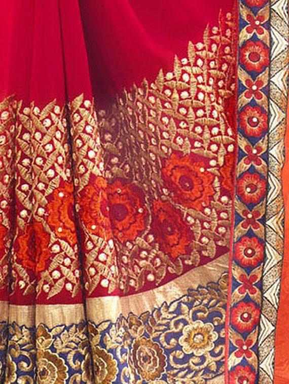 ombre floral embroidered saree with blouse - 15497852 - Standard Image - 2