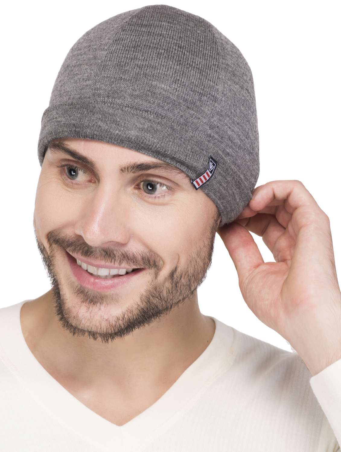 grey wool winter cap