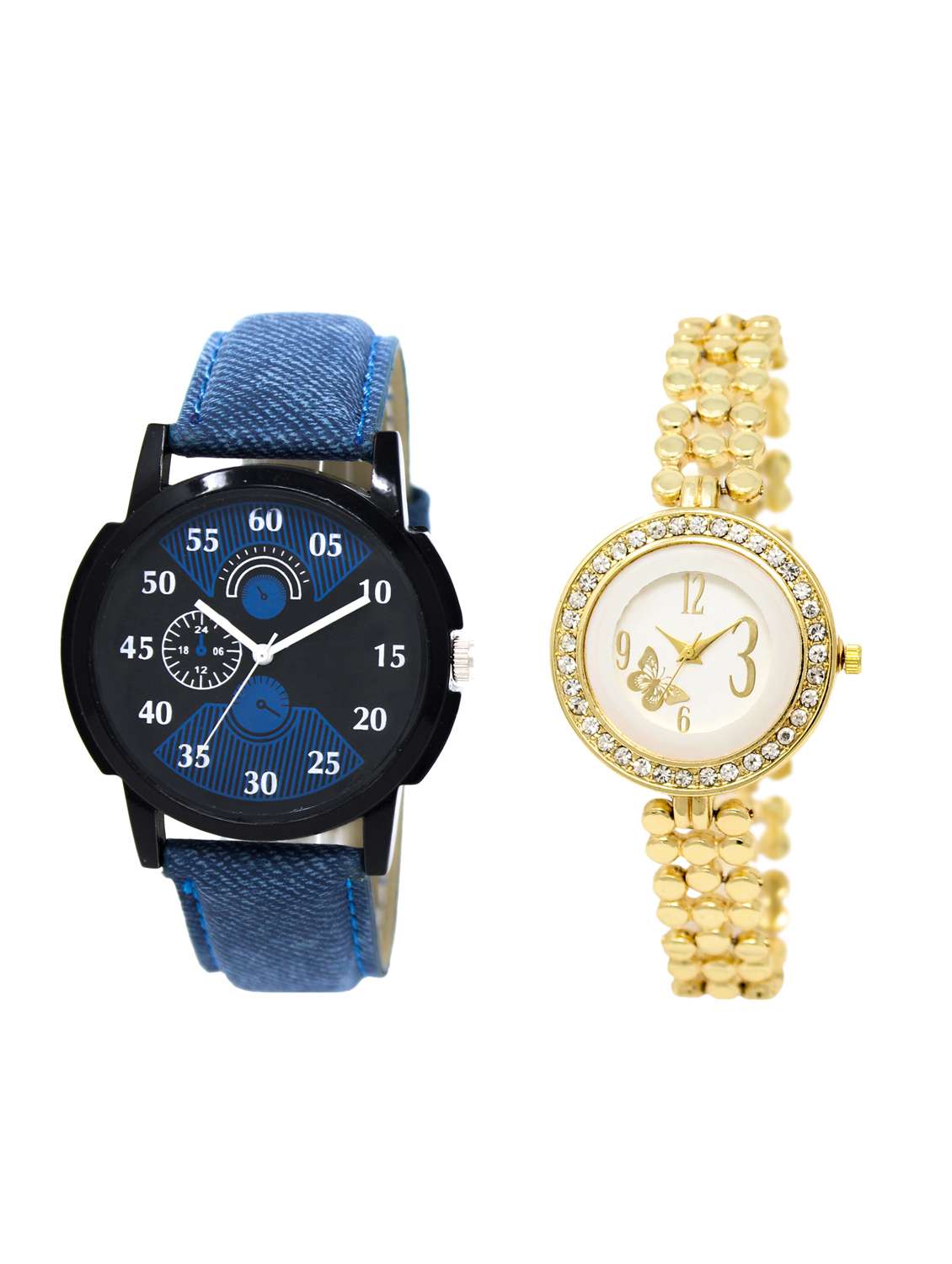 acnos round dial analog couple watch(wat-lr-02-203-combo)