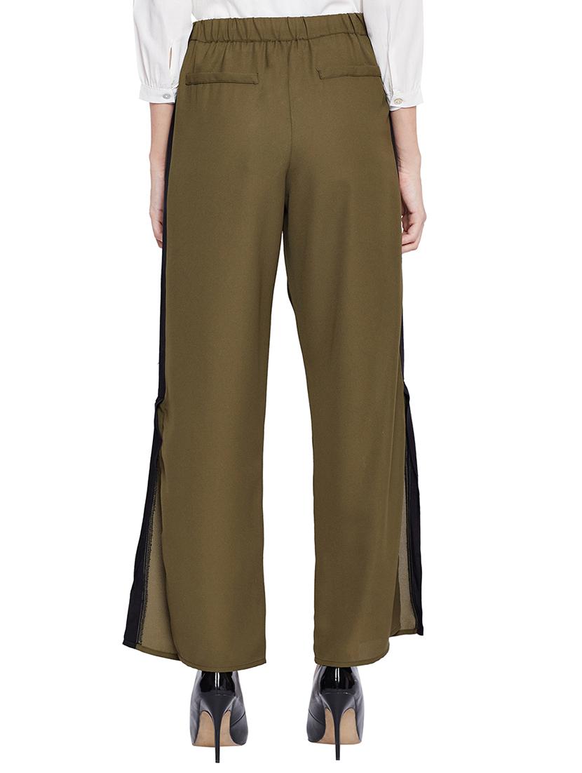 contrast taping side slit trouser - 15502736 - Standard Image - 2