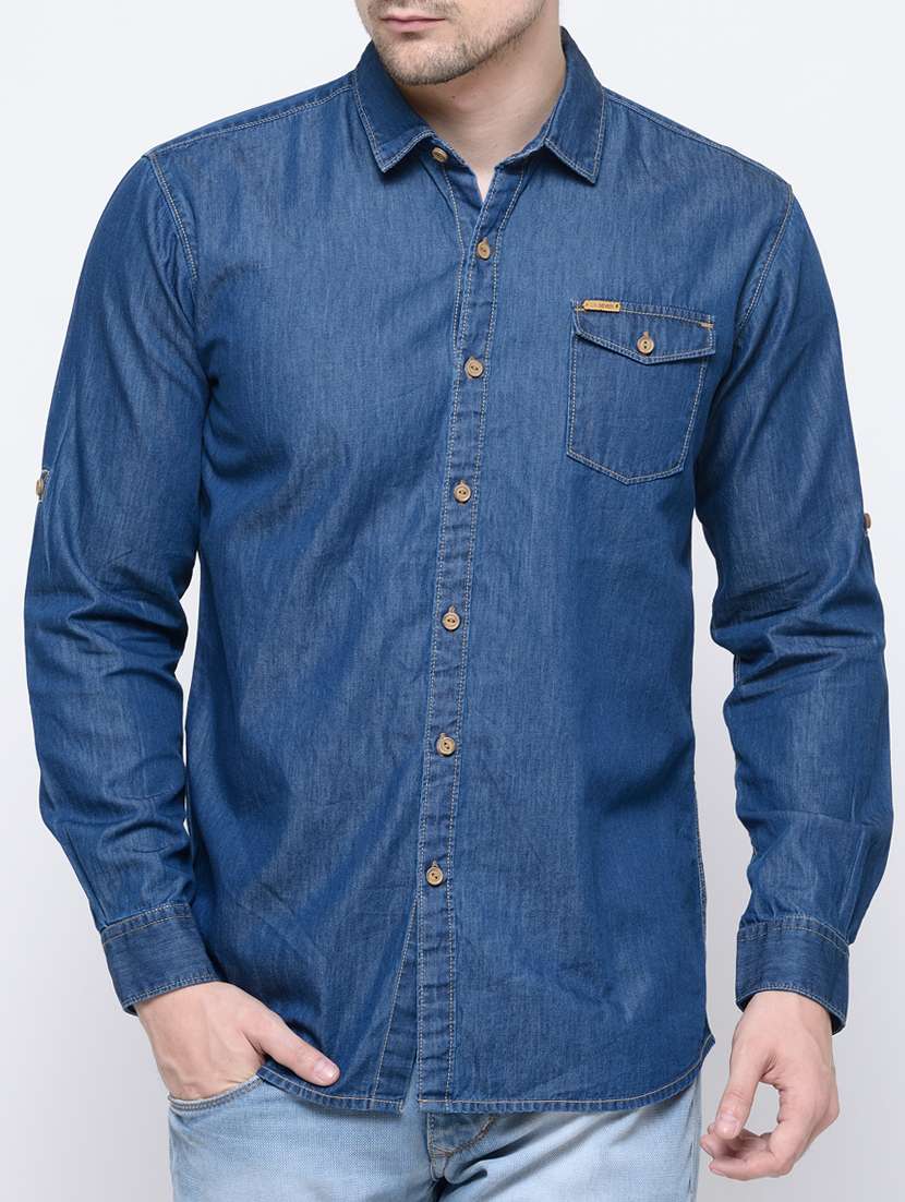 dark blue denim casual shirt