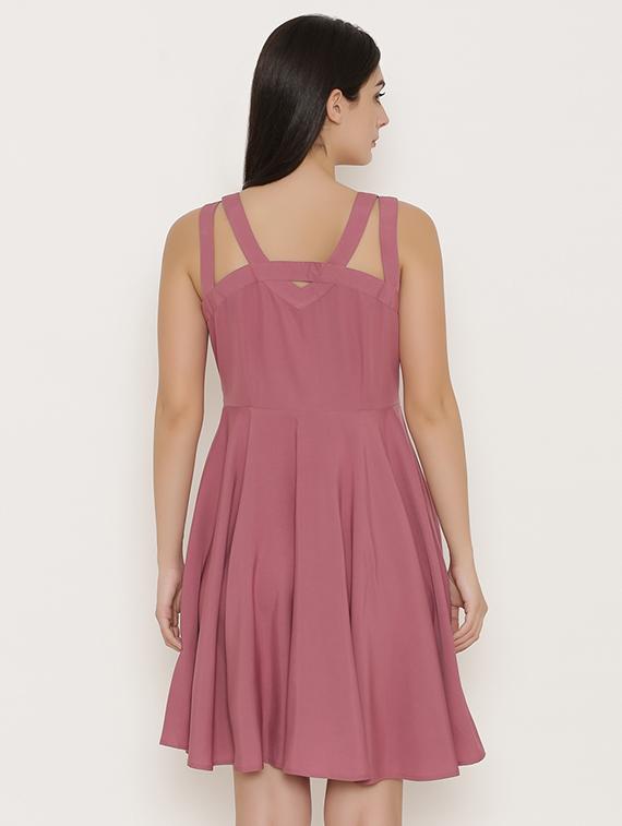 neck cutout flared dress - 15503575 - Standard Image - 2