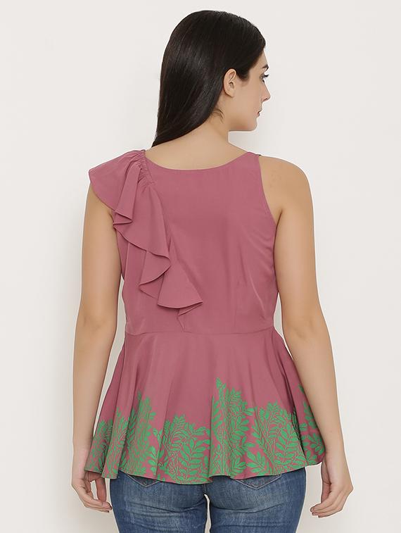 ruffle detail block print peplum top - 15503587 - Standard Image - 2