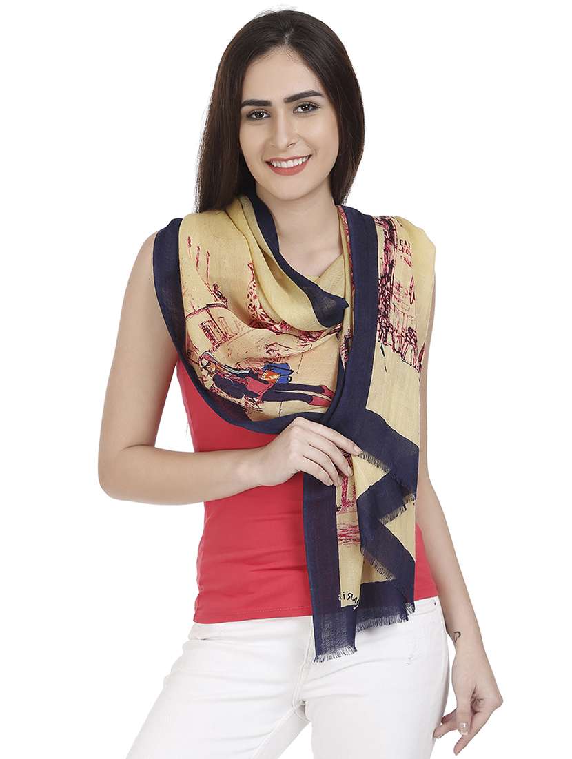 beige quirky wool stole