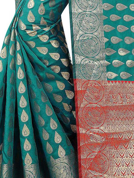 zari weave banarsi saree with blouse - 15504086 - Standard Image - 2